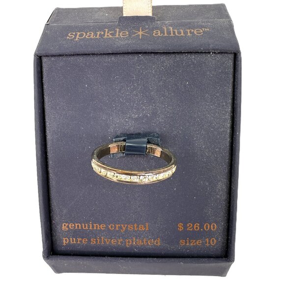 Sparkle Allure Pure Silver Plated Crystal Ring Size 10 - Picture 1 of 2